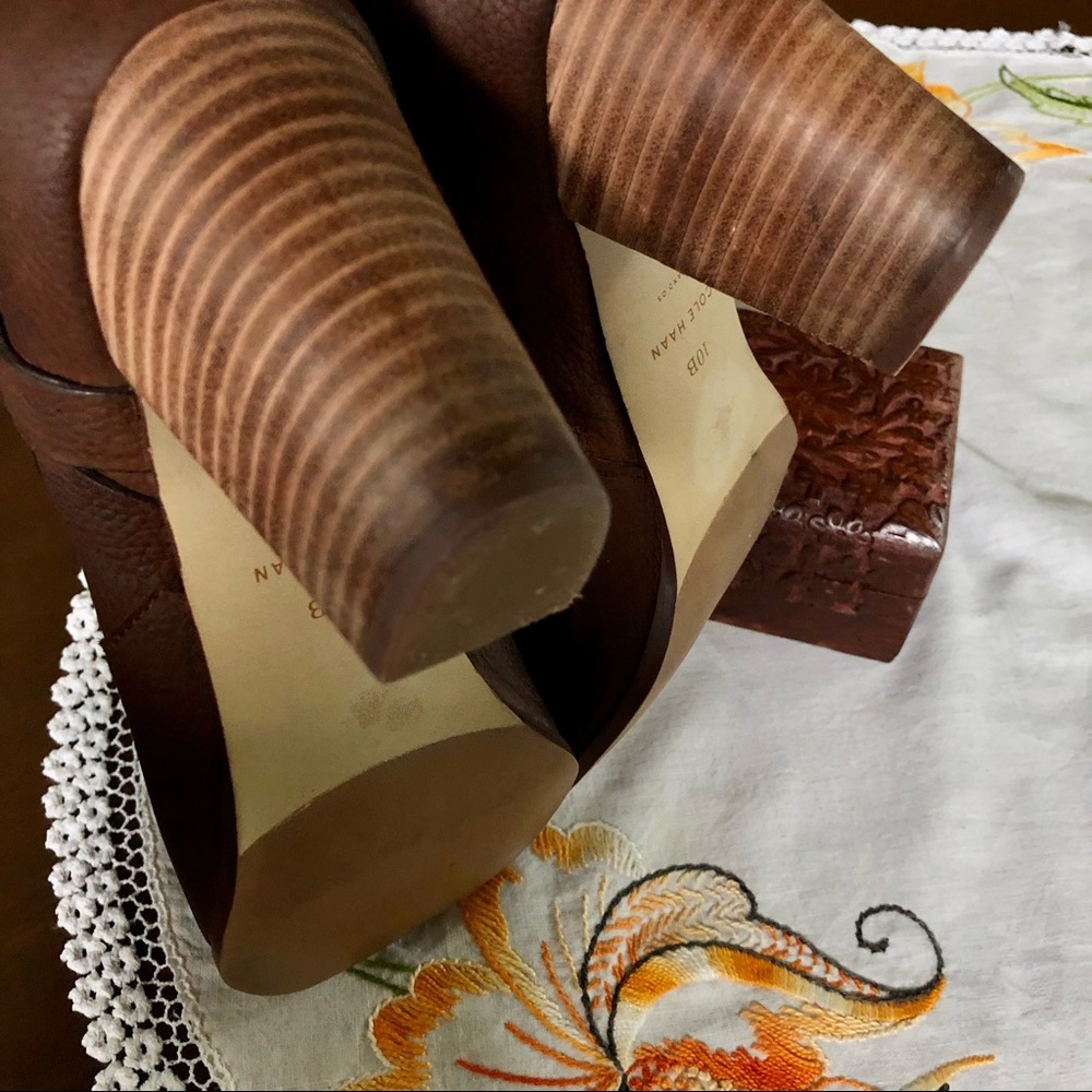 Cole Haan Calista Leather Ankle Boots. Harness Strap.Chocolate Brown. Size 10 - Picture 9 of 12